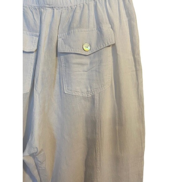 Nic + ZOE Pants Womens Size 12 Wide Leg Linen Blend White Stretch Elastic Waist - Picture 5 of 12